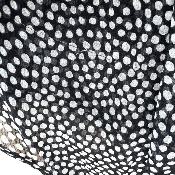 Ann Taylor Black White Polka Dot Silk Blend Smocked Peplum Top Size 6 - Picture 9 of 13